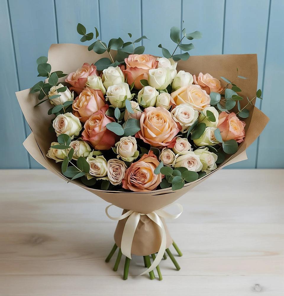 Букет цветов из: Альстромерии и Розы в Ессентукской