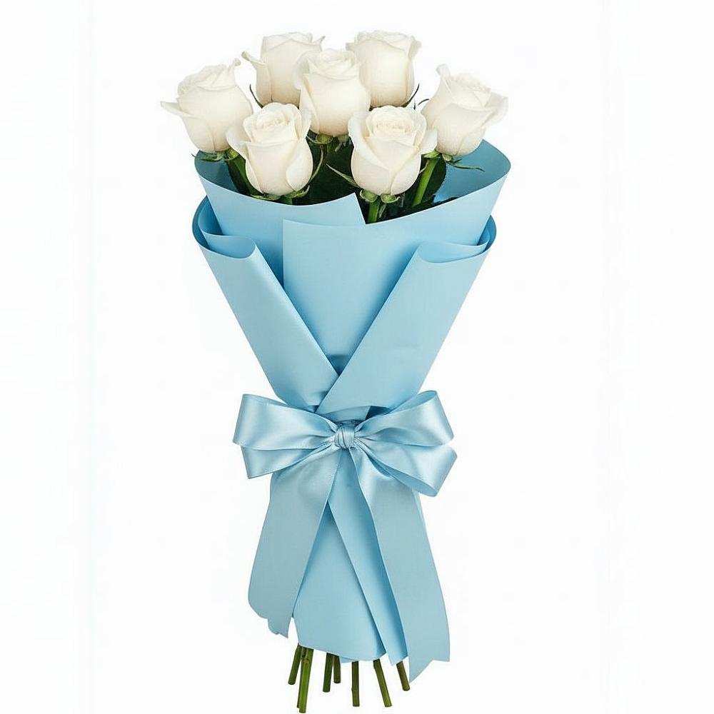 Букет 7 белых роз Проуд в Ессентукской