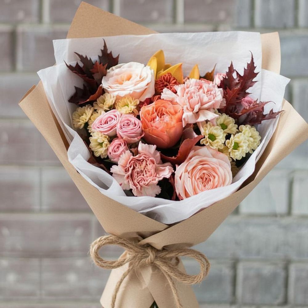 Букет цветов из: Гвоздики, Хризантемы и Розы в Ессентукской