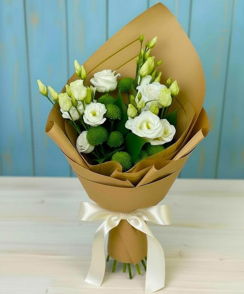 Букет цветов из: Хризантемы и Лизиантусы в Ессентукской