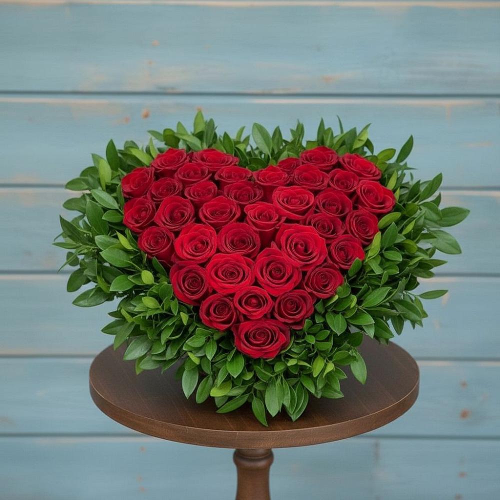 Цветочная композиция из Розы в виде сердца в Ессентукской