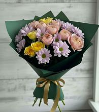 Букет цветов из:  Хризантемы и Розы #REPLACE_PRED# Ессентукской