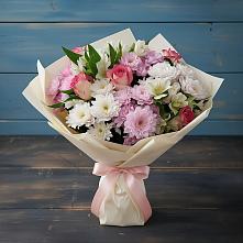 Букет цветов из:  Хризантемы, Альстромерии и Розы в Ессентукской