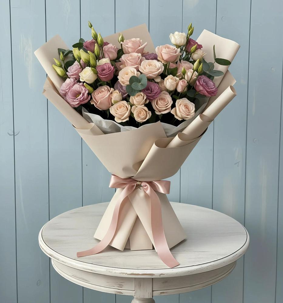 Букет цветов из: Розы и Лизиантусы в Ессентукской