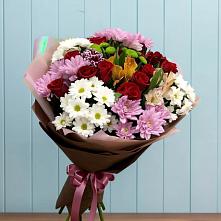 Букет цветов из:  Розы, Хризантемы и Альстромерии в Ессентукской